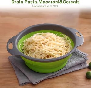 खाद्य ग्रेड गोल आकार सिलिकॉन ढहने वाले कटोरे स्ट्रॉनर कोलैंडर फोल्डेबल रसोई प्लास्टिक एक्सेसरी - Product Image 6