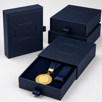 Boîte rigide en velours gaufré pour médailles, cadeaux d'affaires, étuis à lanières, emballage papier, fournitures de cérémonie, exportation
