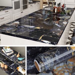 UDK – papier peint noir auto-adhésif, effet marbre, pour comptoir, dosseret - Product Image 5