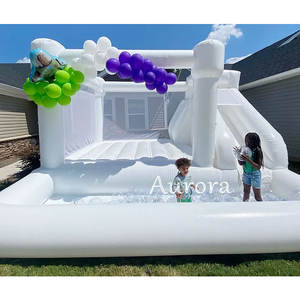 Château gonflable de videur de mariage de maison de rebond blanche de double voie d'<span class=keywords><strong>adulte</strong></span> de Offre Spéciale avec la fosse de boule de glissière pour le château sautant de <span class=keywords><strong>location</strong></span> - Product Image 4