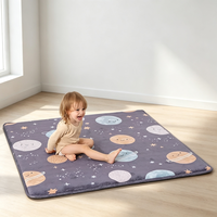 Tapis de jeu pour bébé en velours corail épais, antidérapant, écologique, non toxique, de style moderne, couleur unie