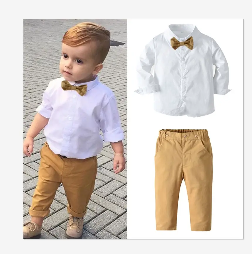 WSA01 baby boy gentleman outfit Fashion Wedding Party Kids Boys Clothes T-Shirt+Pants Baby Boys Outfits Costume Set Kids