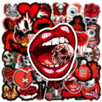 50 Pegatinas Góticas Negras y Rojas, Decoración de Terror y Thriller, Pegatinas Impermeables para Cuadernos y Vasos, Pegatinas de Graffiti