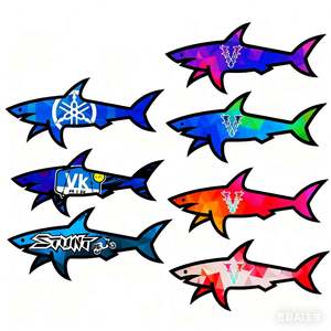 โปรโมชั่น 25 ชิ้น ขายส่งจากโรงงาน เคสโทรศัพท์ลายการ์ตูน Paul Shark ตกแต่งกันน้ำ สติ๊กเกอร์ลายการ์ตูนฉลาม ของขวัญโปรโมชั่น - Product Image 2