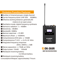 Système de monitoring intra-auriculaire sans fil stéréo à puce numérique Madon, série OK-882TX, émetteur de bureau avec récepteur BODY-PACK OK-368R