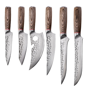 6 couteaux à désosser pour chef, forgés à la main, en acier inoxydable 5Cr15, manche en bois, <span class=keywords><strong>couteau</strong></span> de boucher <span class=keywords><strong>Santoku</strong></span>, outil multi-usages pour la cuisine - Product Image 2