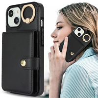 Dompet Kulit PU Halus untuk iPhone & Samsung, Slot Anti RFID, 360 °   Casing Anti Benturan dengan Penyangga Cincin Putar dan Magnet