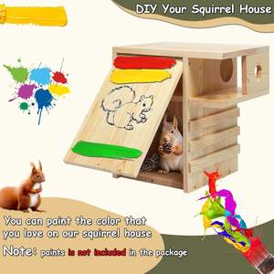 Nichoir extérieur pour écureuils, grand nichoir extérieur avec véranda extérieure, nichoir en bois pour écureuils, chipmunks - Product Image 6