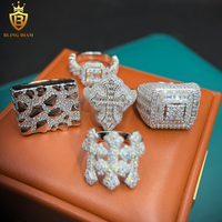 Bague en argent 925 pour homme avec moissanite VVS1, style hip-hop, sertie de moissanites, bijoux de haute qualité, passe le testeur de diamant, vente en gros