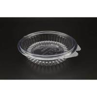 Boîte à charnière ronde en PET transparent avec couvercle plat et verrouillage inviolable, capacité 350 ml / 11 oz, gamme de charnières rondes