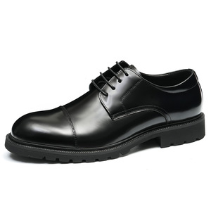 Chaussures habillées pour hommes en cuir véritable, style Oxford, bout rond, à lacets, couleur unie, semelle extérieure en caoutchouc, toutes saisons, pour le travail, vente en gros de chaussures pour hommes - Product Image 4