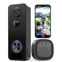 Sonnette de porte intelligente WiFi J9Q IP65 avec audio bidirectionnel, détection de mouvement, vision nocturne, vidéo 2K, caméra de surveillance, champ de vision de 150°