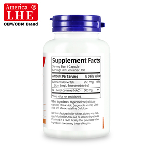 Fabricante de Suplementos Nutracéuticos de NAC para la Protección Contra Radicales Libres y el Mantenimiento de la Salud Celular, 100 Cápsulas de NAC - Product Image 3