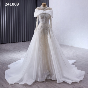 Vestidos de novia musulmanes de cuello alto de lujo Lentejuelas con cuentas Dos prendas de vestir y accesorios tradicionales - Product Image 1