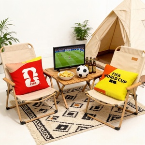 Coussin carré Coupe du Monde <span class=keywords><strong>FIFA</strong></span> 2026, bicolore rouge et jaune, simple face, pour camping en extérieur, pique-nique, zone des supporters - Product Image 2