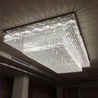 Lustre suspendu moderne personnalisé en cristal K9 LED de grande taille pour hall, mariage, façade d'entreprise, grand hôtel