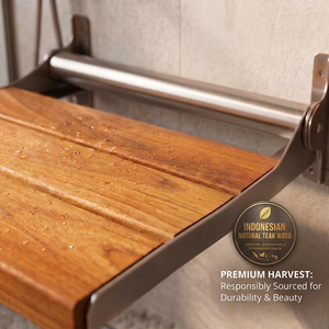 Wall Mounted Shower <b>Shelf</b> Foldable Wooden Bath Bench Teak Shower Seat Installed for <b>Bathroom</b> - Product Image 4