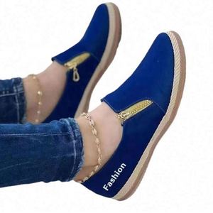 New Round Toe <strong>Zip</strong> Walking Women <strong>Sneakers</strong> Lightweight Soft Driving Shoes - Product Image 1