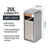 Cubo de Basura de Reciclaje Cuadrado de Acero Inoxidable Dorado de 20L Personalizado, Cubo de Basura Ecológico para Oficina Interior
