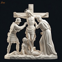 Église catholique chrétienne célèbre grande pierre sculpter jésus 14 Station onzième station marbre blanc jésus cloué croix Sculpture