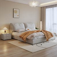 Modernes Schlafzimmermöbel Luxuriöses Kingsize-Holzbett Weiches Tatami-Lederbett Queen-Size Smart Storage Einfaches Design Stoffbezogenes Doppelbett