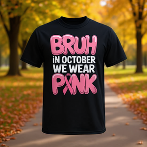 T-shirt à manches courtes unisexe pour adulte, col rond, imprimé sérigraphié, motif « Ruban rose pour soutenir la cause d'octobre» - Product Image 3