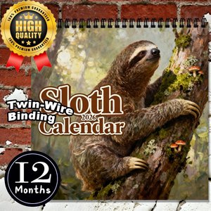 <span class=keywords><strong>Calendario</strong></span> de Pared Personalizable 2026 <span class=keywords><strong>con</strong></span> Diseño de Perezoso, 12 Meses, Encuadernación de Alambre Doble, Planificador <span class=keywords><strong>con</strong></span> Estampado Animal para Amantes de los Animales, Decoración del Hogar, Regalos para Días Festivos - Product Image 1