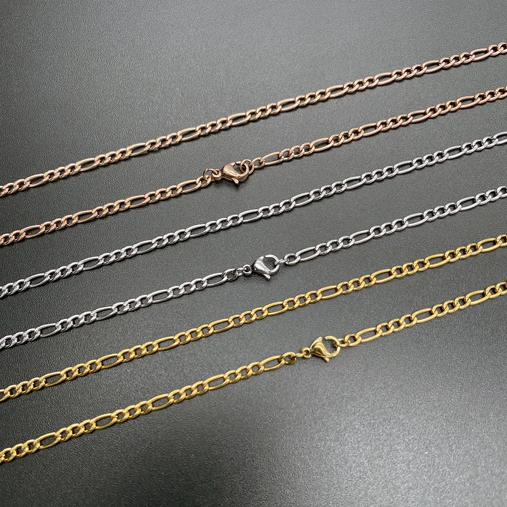 3mm Width Metal Stainless Steel Gold Rose Gold Thin NK Jewelry Making Chain for Men Gold Chain Jewelry