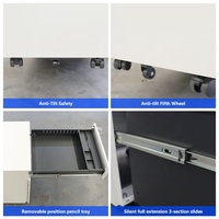 Meuble de classement mobile moderne à 3 tiroirs avec roulettes, verrouillable, entièrement assemblé, en acier, à placer sous le bureau