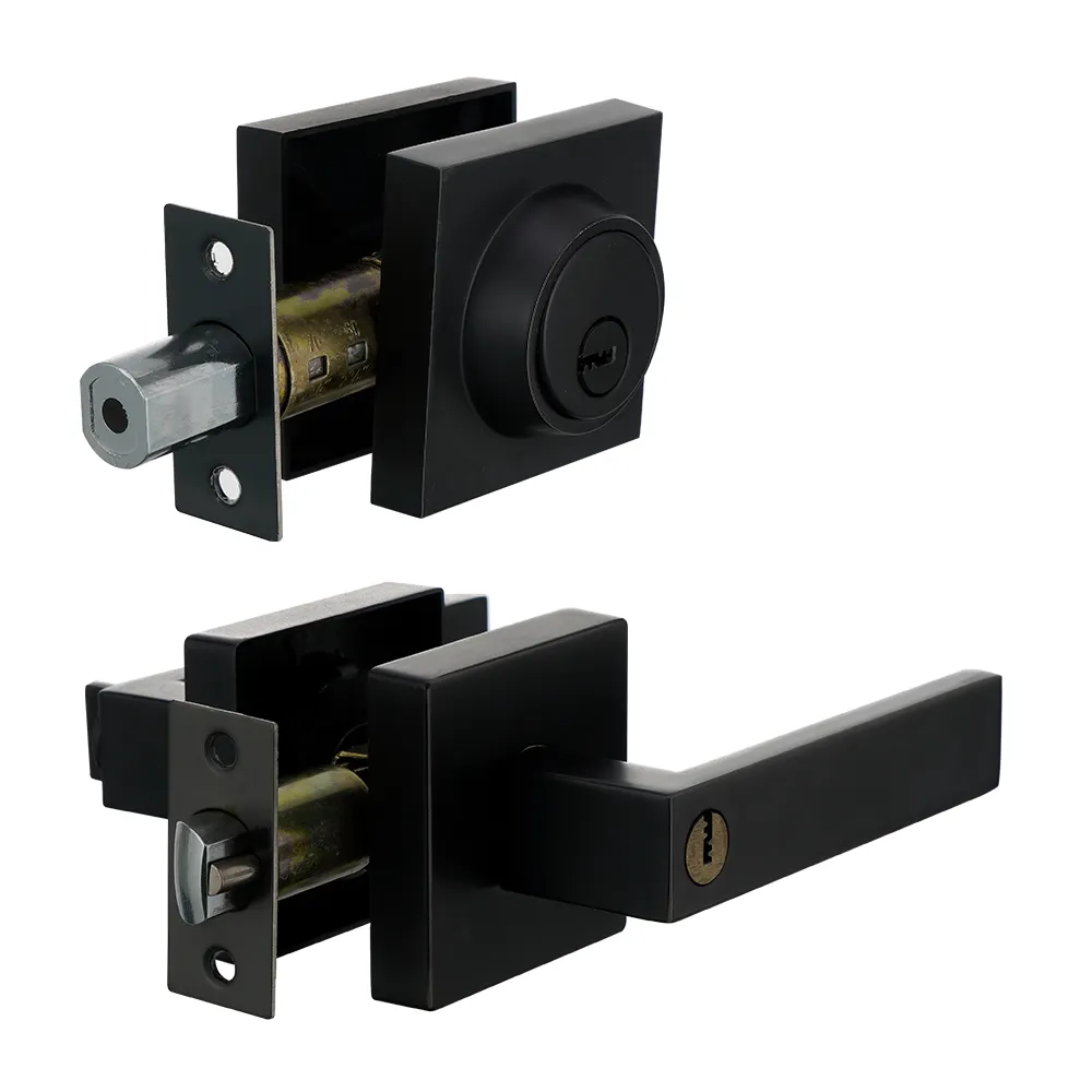 Modern Combo Set Door Lever Handle Lock With Single Cylinder Deadbolt Door Lock