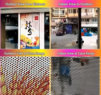 Film vinyle perforé à vision unidirectionnelle à motif personnalisé, film solaire occultant, autocollant en maille semi-transparente pour les fenêtres des magasins, des bâtiments