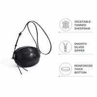 Sac bandoulière mini football en cuir de mouton tanné végétal avec logo personnalisable, pochette ovale de créateur pour femme, vente en gros
