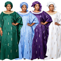 Robes Boubou Africaines Traditionnelles S11103 en Tissu Jacquard Brodé, Robe Ample Femme Dashiki, Robes Africaines pour Femmes