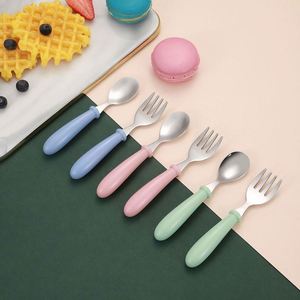Cartoon Tableware Set Portable 2Pcs Stainless Steel Flatware Set Spoon and Fork Cartoon Cutlery for Children - Product Image 4