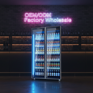 Réfrigérateur vertical commercial à 2 portes avec barre de réfrigérateur en verre refroidie par air à affichage LED plein écran - Product Image 4
