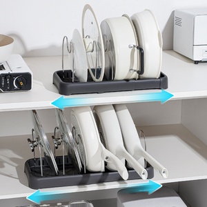 Gun Grey Adjustable Bracket Frying <b>Pan</b> Rack Storage Rack With Bracket Multi Layer Cabinet Kitchenware Storage Bracket Kitchen - Product Image 3