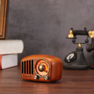 Ancienne marque rétro nostalgique petit haut-parleur portable Radio, Audio Antique de haute qualité classique original en bois sans fil - Product Image 3