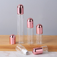 Stock rose couvercle en aluminium bouteille d'huile essentielle 1ml 2ml 3ml 5ml 10ml or rose rouleau de verre emballage cosmétique