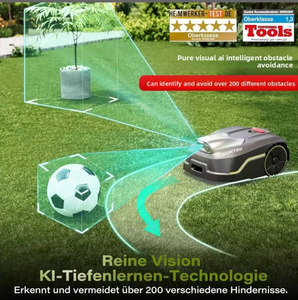 Tondeuse à <span class=keywords><strong>gazon</strong></span> robotisée sans fil, coupe-herbe intelligent avec évitement d'obstacles pour jardin extérieur - Product Image 3
