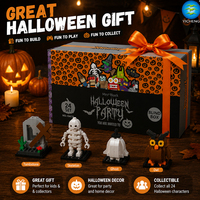 Calendario de Adviento de Halloween de 24 Días, Mini Bloques de Construcción, Caja Sorpresa, Juguetes de Ladrillos Coleccionables DIY, Regalo para Fiestas Infantiles