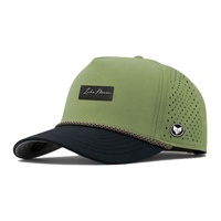 Casquette de baseball pour homme Merlin Manufacturer, imperméable, 5 panneaux, découpe laser, maille perforée, logo PVC personnalisé multicolore, casquette de golf avec cordon