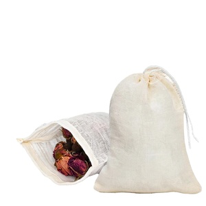 Sacs en mousseline de coton naturel avec cordon de serrage 8x10cm, recyclables, écologiques, réutilisables, pour sachets de thé, épices, savons, bijoux - Product Image 1