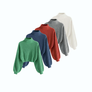 OEM Hochwertige <span class=keywords><strong>Cropped</strong></span> Slim Fit Woll-Rollkragenpullover für Damen Maßgefertigte Langarm-Rollkragenpullover für Frauen - Product Image 2