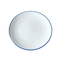 Assiette à dîner en céramique à bord bleu Ins Cute Dessert Shallow Pasta Cake Plate Classic Disposable Fish Flat for Events Wholesale