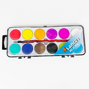 Ensemble de peinture aquarelle DIY pour enfants, 12 couleurs assorties, rondes, avec 1 pinceau, palette de peinture aquarelle - Product Image 2