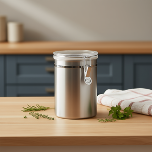 Metaltex <b>Storage</b> <b>Container</b> 1L Stainless Steel Airtight Food Jar <b>Kitchen</b> Use - Product Image 3