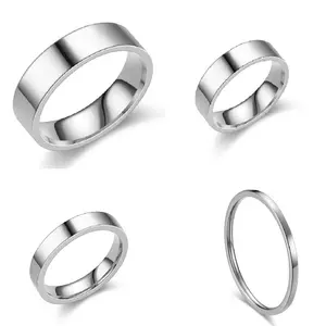 2/4/6/8mm width inner ball outer flat men's and women's tail plain stainless steel ring