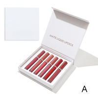 Set de Regalo de Cosméticos para Mujer, Marca Privada OEM ODM, 6 Colores, Lápiz Labial Líquido Mate de Larga Duración, Resistente al Agua y Antiadherente