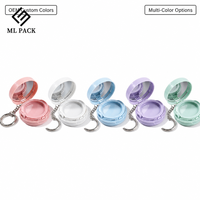 Compact cosmétique vide recyclable rose avec miroir et porte-clés, 53x23mm, capacité 5g, boîtier ABS, insert PP, vente en gros OEM