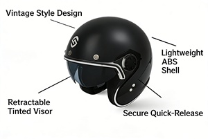 <span class=keywords><strong>Casco</strong></span> de Motocicleta Abatible 3/4 Personalizable con Visera, Unisex, Certificado DOT/ECE, Transpirable y Ligero, <span class=keywords><strong>Casco</strong></span> de Seguridad para Ciclismo - Product Image 3